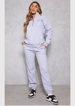 Ash Grey Print Zip Up Sweatshirt - Sparta Clothing