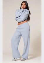 Baby Blue Waistband Wide Leg Joggers - Sparta Clothing