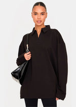 Black Collared Lightweight Sweatshirt - Sparta Clothing