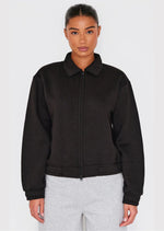 Black Zip Through Collared Sweatshirt - Sparta Clothing