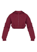 Burgundy Premium Cropped Waistband Detail Sweat Hoodie - Sparta Clothing