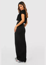 COTTON BLACK HIGH WAISTED MAXI SKIRT - Sparta Clothing