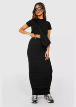 COTTON BLACK HIGH WAISTED MAXI SKIRT - Sparta Clothing