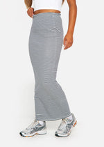 Cotton Rib Stripe Maxi Skirt - Sparta Clothing