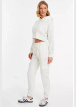 Cream Cropped Corset Hoodie - Sparta Clothing