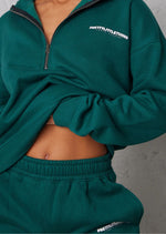 Forest Green Print Half Zip Sweater - Sparta Clothing