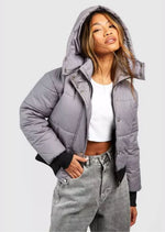 Funnel Neck Rib Detail Puffer - Sparta Clothing