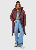 Longline Rib Collar Puffer Jacket - Sparta Clothing