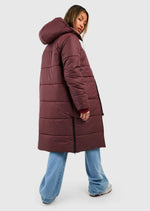 Longline Rib Collar Puffer Jacket - Sparta Clothing
