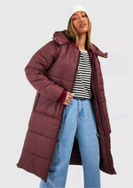 Longline Rib Collar Puffer Jacket - Sparta Clothing