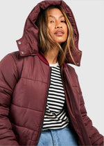 Longline Rib Collar Puffer Jacket - Sparta Clothing