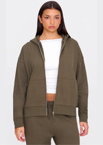 Olive Premium Zip Up Oversized Sweat Hoodie - Sparta Clothing
