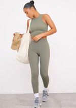 Olive Sculpt Cropped Gym Racer Top - Sparta Clothing