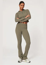 Olive Sculpt Hooded Long Sleeve Gym Set - Sparta Clothing