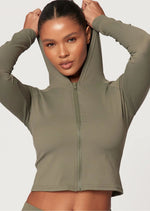 Olive Sculpt Hooded Long Sleeve Gym Set - Sparta Clothing