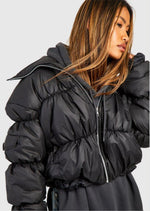 Ruched Detail Puffer Jacket - Sparta Clothing