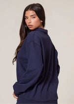 Navy Premium Collared Oversized Sweatshirt - Sparta Clothing