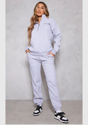 Ash Grey Print Zip Up Sweatshirt - Sparta Clothing
