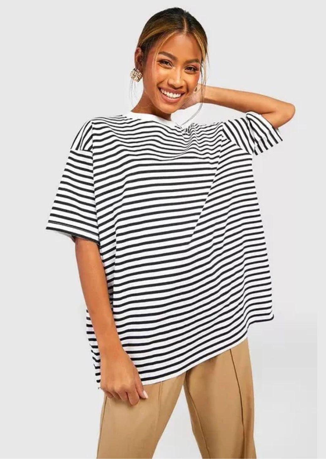 BASIC COTTON OVERSIZED STRIPED T-SHIRT - Sparta Clothing