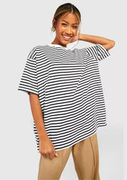 BASIC COTTON OVERSIZED STRIPED T-SHIRT - Sparta Clothing