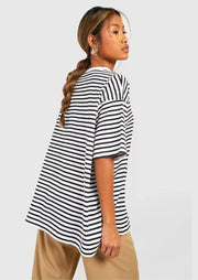 BASIC COTTON OVERSIZED STRIPED T-SHIRT - Sparta Clothing
