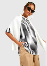 BASIC COTTON OVERSIZED STRIPED T-SHIRT - Sparta Clothing