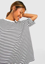 BASIC COTTON OVERSIZED STRIPED T-SHIRT - Sparta Clothing