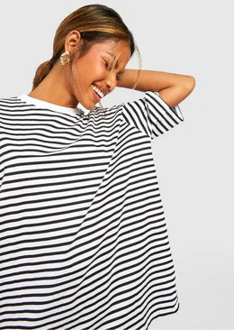BASIC COTTON OVERSIZED STRIPED T-SHIRT - Sparta Clothing