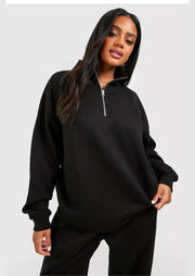 Basic Oversized Half Zip Sweatshirt - Sparta Clothing
