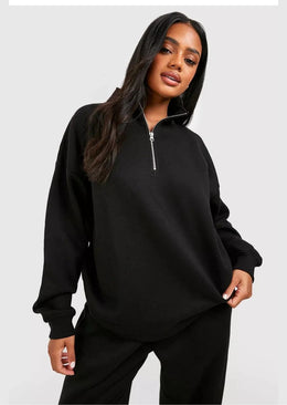 Basic Oversized Half Zip Sweatshirt - Sparta Clothing