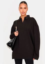 Black Collared Lightweight Sweatshirt - Sparta Clothing