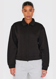 Black Zip Through Collared Sweatshirt - Sparta Clothing