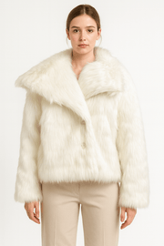 Elegant White Faux Fur Coat for Women