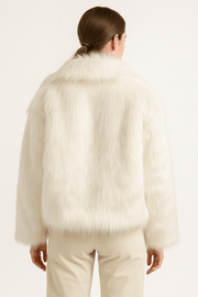 Elegant White Faux Fur Coat for Women