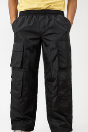 BAGGY FIT NYLON CARGO TROUSER WITH MAN EMBROIDERY
