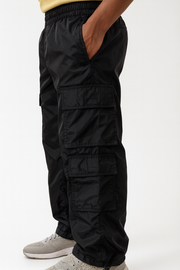 BAGGY FIT NYLON CARGO TROUSER WITH MAN EMBROIDERY