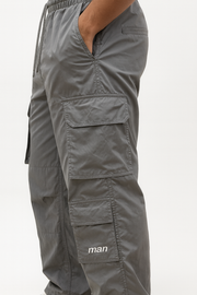BAGGY FIT NYLON CARGO TROUSER WITH MAN EMBROIDERY