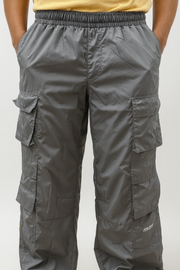 BAGGY FIT NYLON CARGO TROUSER WITH MAN EMBROIDERY