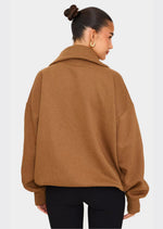 Coffee Double Zip Collared Sweatshirt - Sparta Clothing