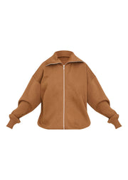 Coffee Double Zip Collared Sweatshirt - Sparta Clothing