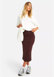 Cotton Rib Midaxi Skirt - Sparta Clothing