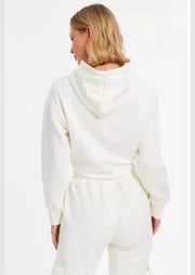 Cream Cropped Corset Hoodie - Sparta Clothing