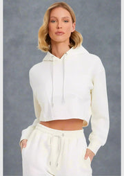 Cream Cropped Corset Hoodie - Sparta Clothing