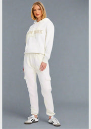 Cream Fleece 'New York' Oversized Hoodie - Sparta Clothing