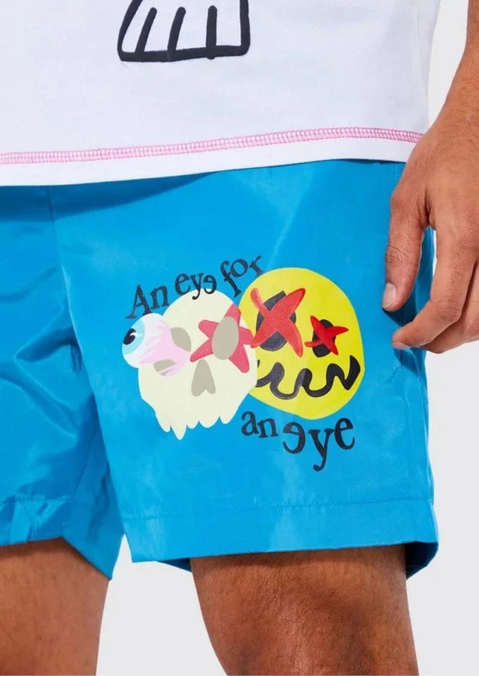 ELASTIC WAIST GRAFFITI PRINT TOGGLE SHORT - Sparta Clothing