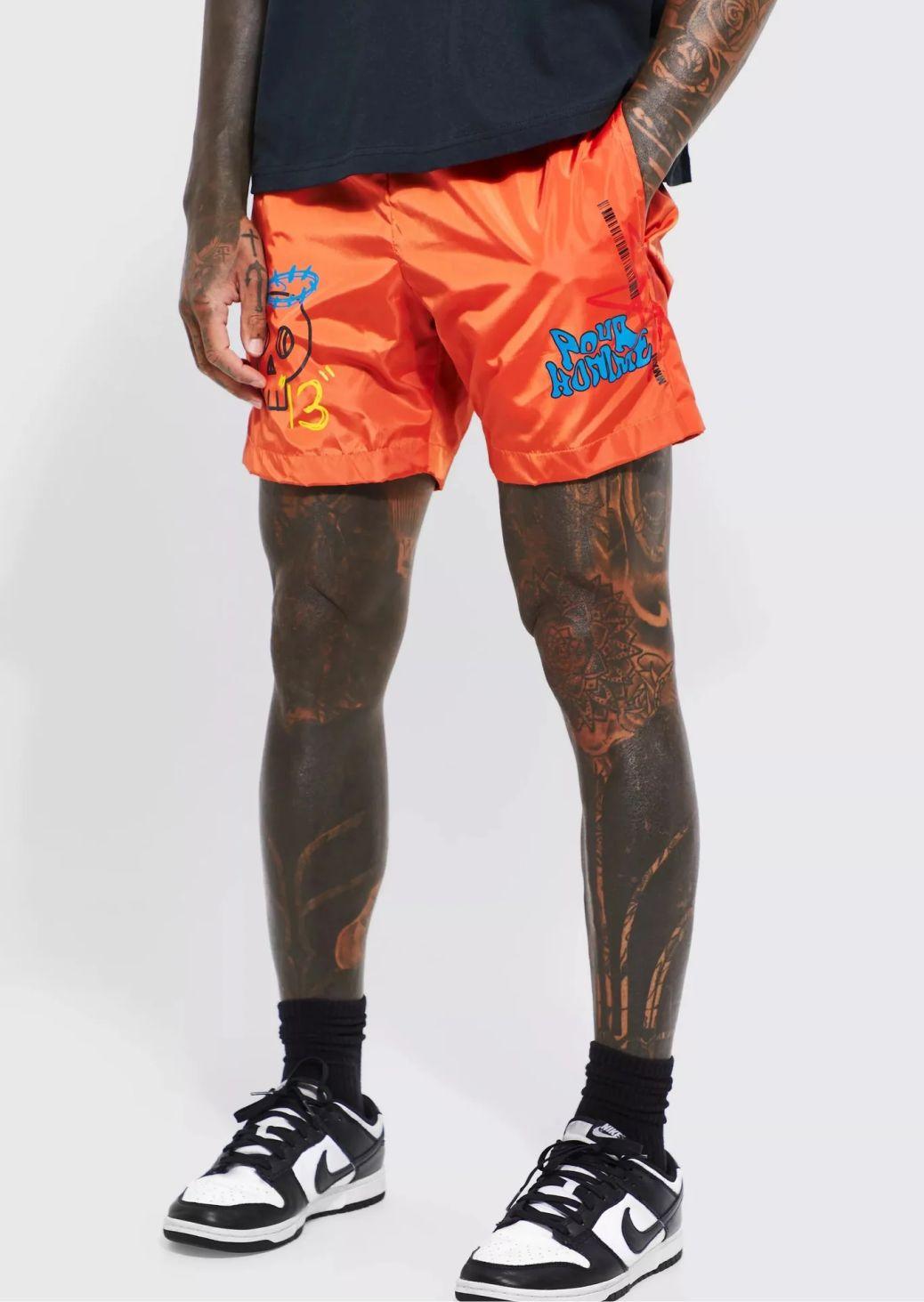 ELASTIC WAIST GRAFFITI PRINT TOGGLE SHORT - Sparta Clothing