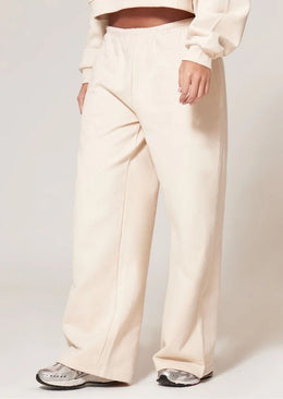 Ecru Premium Thin Waistband Straight Leg Sweat Joggers - Sparta Clothing