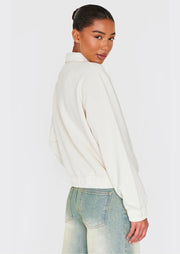 Ecru Zip Through Collared Sweatshirt - Sparta Clothing