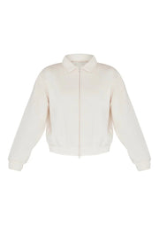 Ecru Zip Through Collared Sweatshirt - Sparta Clothing