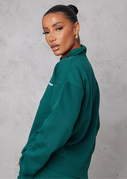 Forest Green Print Half Zip Sweater - Sparta Clothing